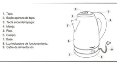 Jarra Pava Electrica Liliana Ap150 Acero Inox 1500w Y 1,7lts Gris
