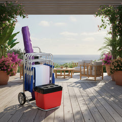 Carrito Playero Aluminio Playa Porta Reposeras Sombrilla Bel Negro