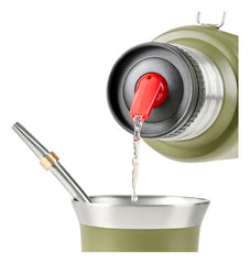 Termo Eléctrico T-mate 1 Litro Tapa Mate Y Bombilla Color Verde Kanjihome