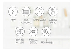 Freidora De Aire Ultracomb Fr-8626 11,2 Litros Con Control De Temperatura Y Superficie Antiadherente Negro