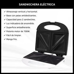Sandwichera Kanji Kjh-sm700sw Antideslizante 700w Blanca Blanco