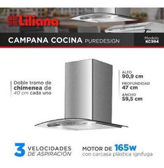 Extractor Purificador Pared Liliana Puredesign Kc994 Inox Ct Plateado