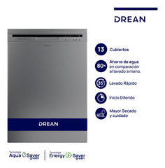 Lavavajillas 13 Cubiertos Inoxidable Drean Lvdr1306ci0 Cs Gris