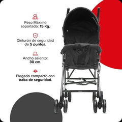 Cochecito Para Bebes Paraguitas Bebesit Plegable Tours Color Negro Estructura Negro
