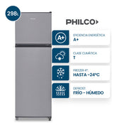 Heladera Philco Top Mount Cíclica 298l Acero Inoxidable - Phct302x