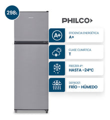 Heladera Philco Top Mount Cíclica 298l Acero Inoxidable - Phct302x