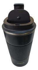 Vaso Termico Acero Inox Con Tapa Frio Calor Vivendi Negro Negro Lisa