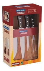 Juego Para Asado Set X5 Piezas Tramontina Polywood Churrasco Marrón Claro