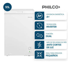 Freezer Horizontal Philco 99 Lts Inverter Blanco Phch099bi