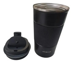 Vaso Promo Termico Acero Inox Con Tapa Frio Calor Vivendi Negro Liso