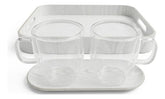 Set Carol De 2 Tazas De Vidrio Doble Pared + 2 Bandejas Blanco