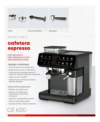 Cafetera Eléctrica Ultracomb Ce-6120 Espresso Con Molinillo 20 Bares