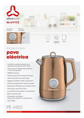 Pava Electrica Ultracomb Pe-4920 Termometro Analogico 1.7l P Color Cobre