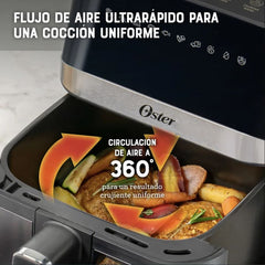 Freidora De Aire Digital Oster Con Ventana 7.5 Litros Gris
