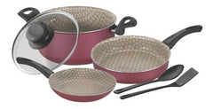 Juego Bateria Cocina Sarten Cacerolas Tramontina Paris 6pz Rojo