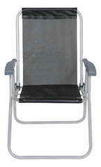 Reposera De 1 Posición Bel Aluminio Poliéster Pvc Negro Cs Negro