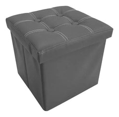 Puff Baulera Plegable Tm Guardado Capitone De 38x38cm Gris Gris
