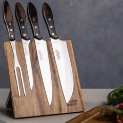 Juego Para Asado Set X5 Piezas Tramontina Polywood Churrasco Marrón Claro