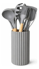 Set De Utensillos Silicona Mango Madera Cocina Carol