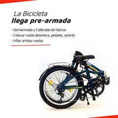 Bicicleta Plegable Randers Rodado 20 Shimano 7 Velocidades Color Azul