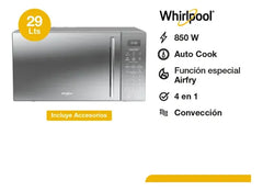Microondas Whirlpool Wcollection Con Air Fry 29 Lts - Silver