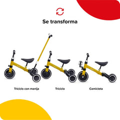 Triciclo Con Manija 2 En 1 Camicleta Bebesit Sl-2023-a Amarillo