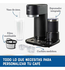 Cafetera Oster Latte 4 En 1 Con Espumador Bvstdc02b 1 Color Negro