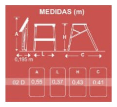 Escalera Banco De Aluminio De 2 Escalones Botafogo Esc0070 Liso Naranja