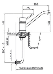 Griferia Monocomando Para Cocina Fv Swing 411.01/90 Color Cromo