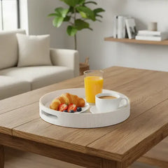 Bandeja Redonda Merienda C/asas Carol Blanca De 35 X 5 Cm Blanco