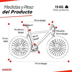 Bicicleta Mountain Bike Randers R29 Bke2129lf Negro Rojo Negro Y Rojo L
