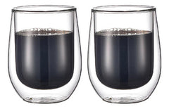 Set Carol De 2 Vasos De Vidrio Doble Pared + 2 Bandejas Blanco