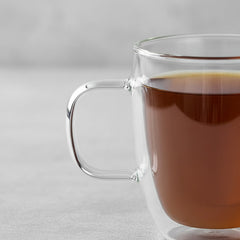 Taza Vidrio Café Doble Pared Con Asa 2 Unidades Carol 350cc Vidrio Doble Asa