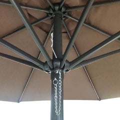Sombrilla Central Playa Jardin De 2,7m Con Manivela Marrón Marrón Oscuro Lisa