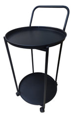 Mesa Carro Bar De Metal De 2 Niveles Con 4 Ruedas Tm Negro C Negro