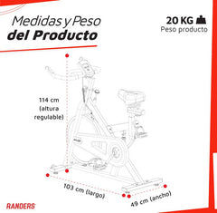 Bicicleta Fija Randers Arg-845sp Spinning Roja 6kg H.120k Cs Negro/rojo