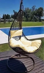 Sillon Hamaca Nido Colgante Simil Rattan Marron Tio Musa Color Marrón Huevito