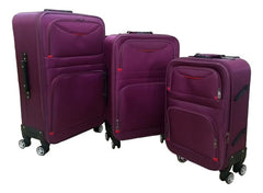 Set De 3 Valijas Semi Rigidas Viaje Kit Violeta 8 Ruedas Cs Violeta Oscuro Lisa