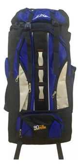 Mochila Para Camping Trekking Outdoor Azul Oscuro 90lts Cts Diseño De La Tela Liso