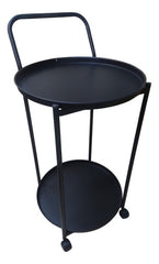 Mesa Carro Bar De Metal De 2 Niveles Con 4 Ruedas Tm Negro C Negro