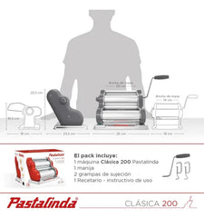 Máquina de Pasta Pastalinda Clásica 200 Gris Acero Inoxidable