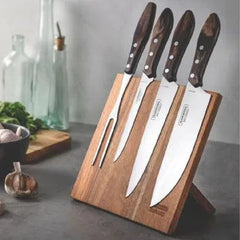 Juego Para Asado Set X5 Piezas Tramontina Polywood Churrasco Marrón Claro