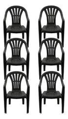 6 Sillas Plasticas Apilables H:100k Interiores Exteriores Tm Negro Lisa