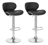 2 Banquetas Altas Taburete Tapizado Con Respaldo Negro Cromado Negro