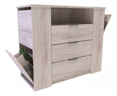 Comoda 3 Cajones Zapatera Doble Delos Dld04pc Pino Cascina Color Beige