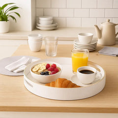 Bandeja Redonda Merienda C/asas Carol Blanca De 35 X 5 Cm Blanco