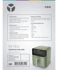 Freidora De Aire Yelmo Fr7311 1700w 7lts Tactil 9 Programas Verde Oscuro