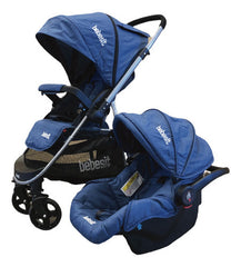Cochecito Travel System Azul Con Manillar Rebatible
