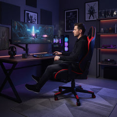 Silla Reclinable Para Oficina Pc Gamer Vivendi Negro Rojo Negro