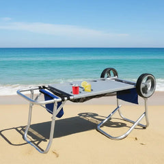 Carrito Playa Portatil Plegable Extensible Con Red Botafogo Gris